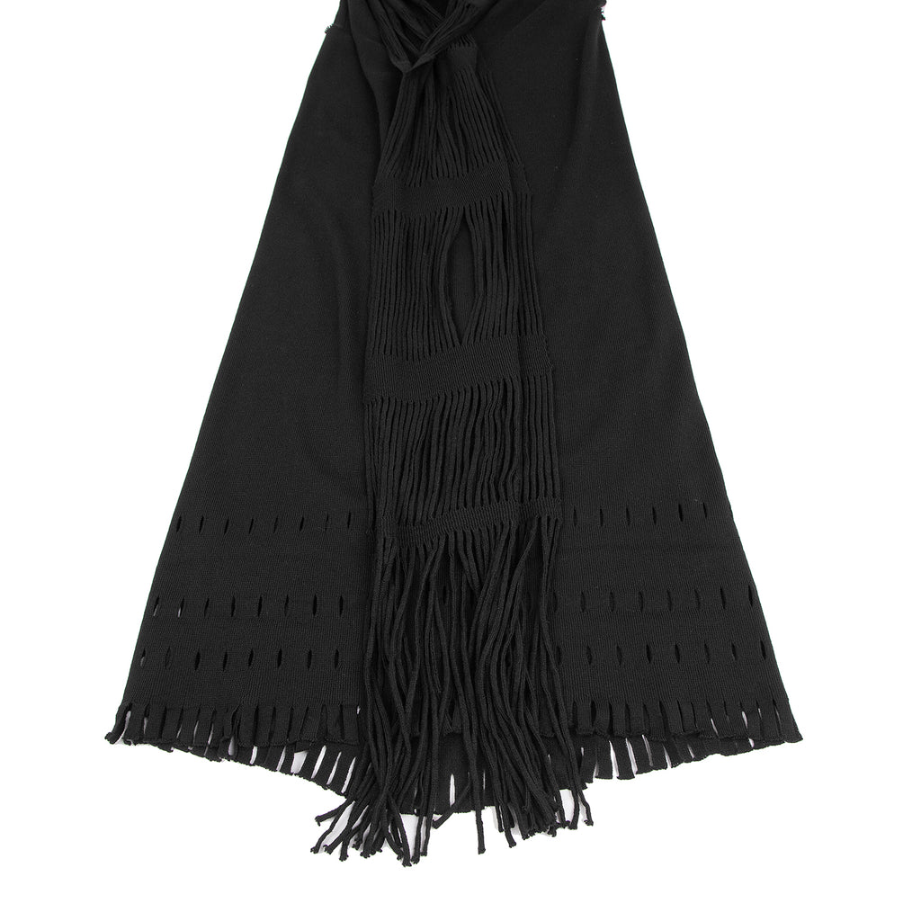 ISSEY MIYAKE JAPAN. A-POC INSIDE. Black Cutting Fringe Stole Neck Dress