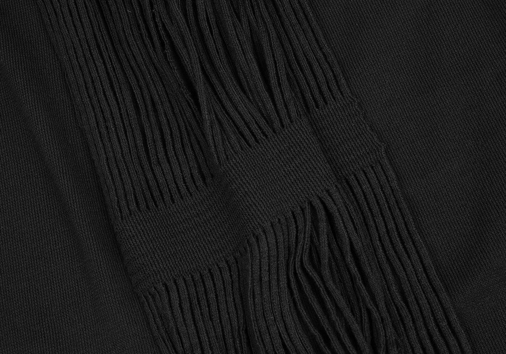 ISSEY MIYAKE JAPAN. A-POC INSIDE. Black Cutting Fringe Stole Neck Dress