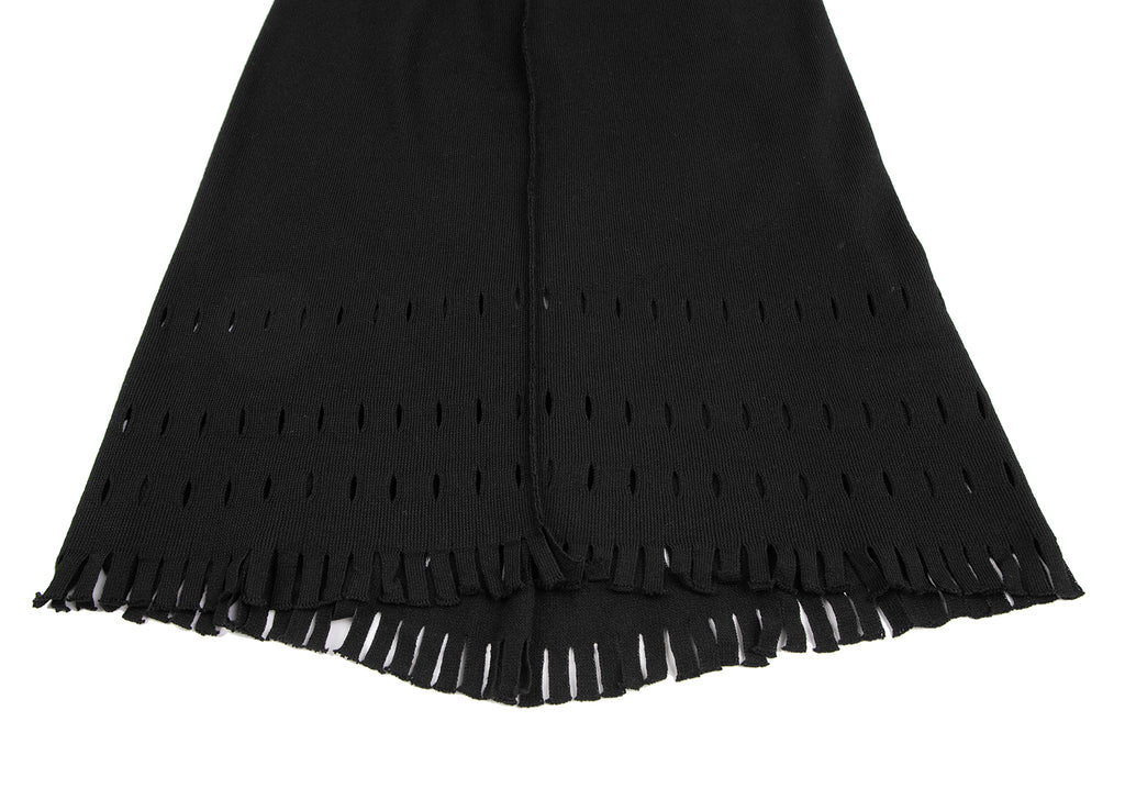 ISSEY MIYAKE JAPAN. A-POC INSIDE. Black Cutting Fringe Stole Neck Dress