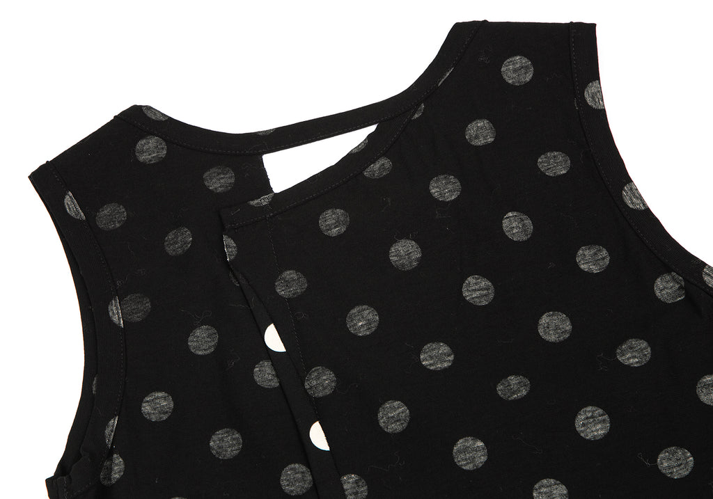 Yohji Yamamoto Japan. Y's Black Reverse Dot Printed Sleeveless Shirt