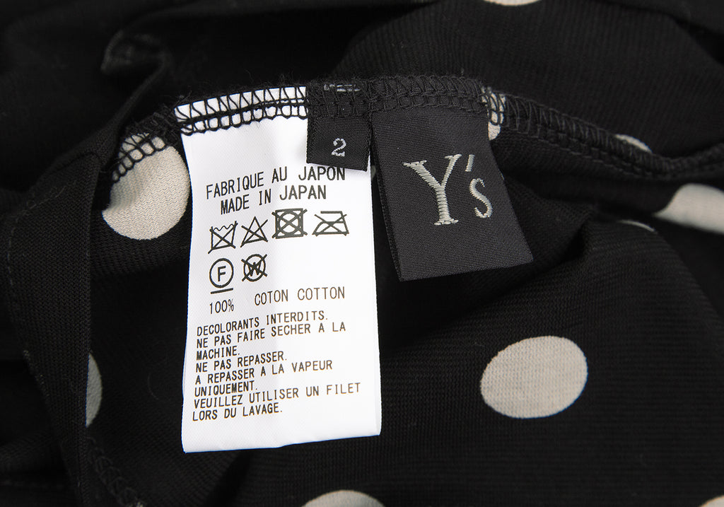 Yohji Yamamoto Japan. Y's Black Reverse Dot Printed Sleeveless Shirt