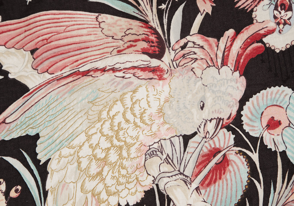 A/T ATSURO TAYAMA JAPAN. Brown, White, Red Bird Printed Asymmetric Skirt
