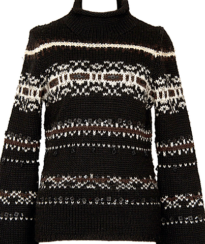 Alaia Paris. Black Textured Knit Crew Neck Cropped Cardigan Sweater/Jacket