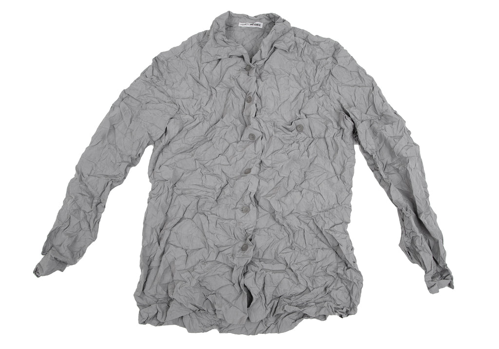 ISSEY MIYAKE Japan. Grey Wrinkled Processing Pleats Long Sleeve Shirt