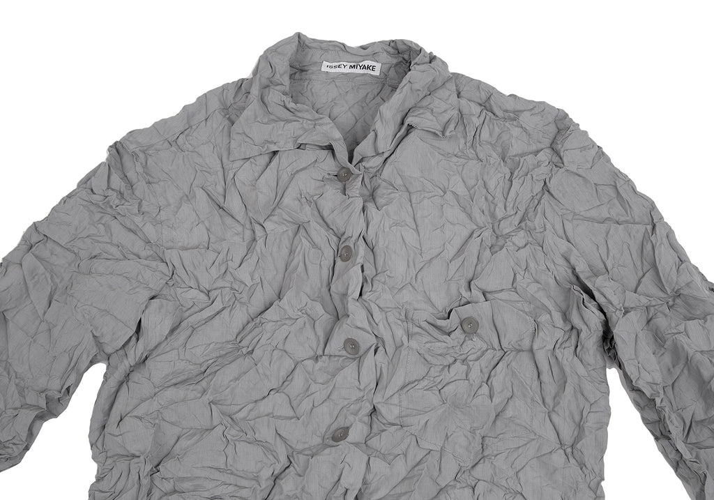 ISSEY MIYAKE Japan. Grey Wrinkled Processing Pleats Long Sleeve Shirt