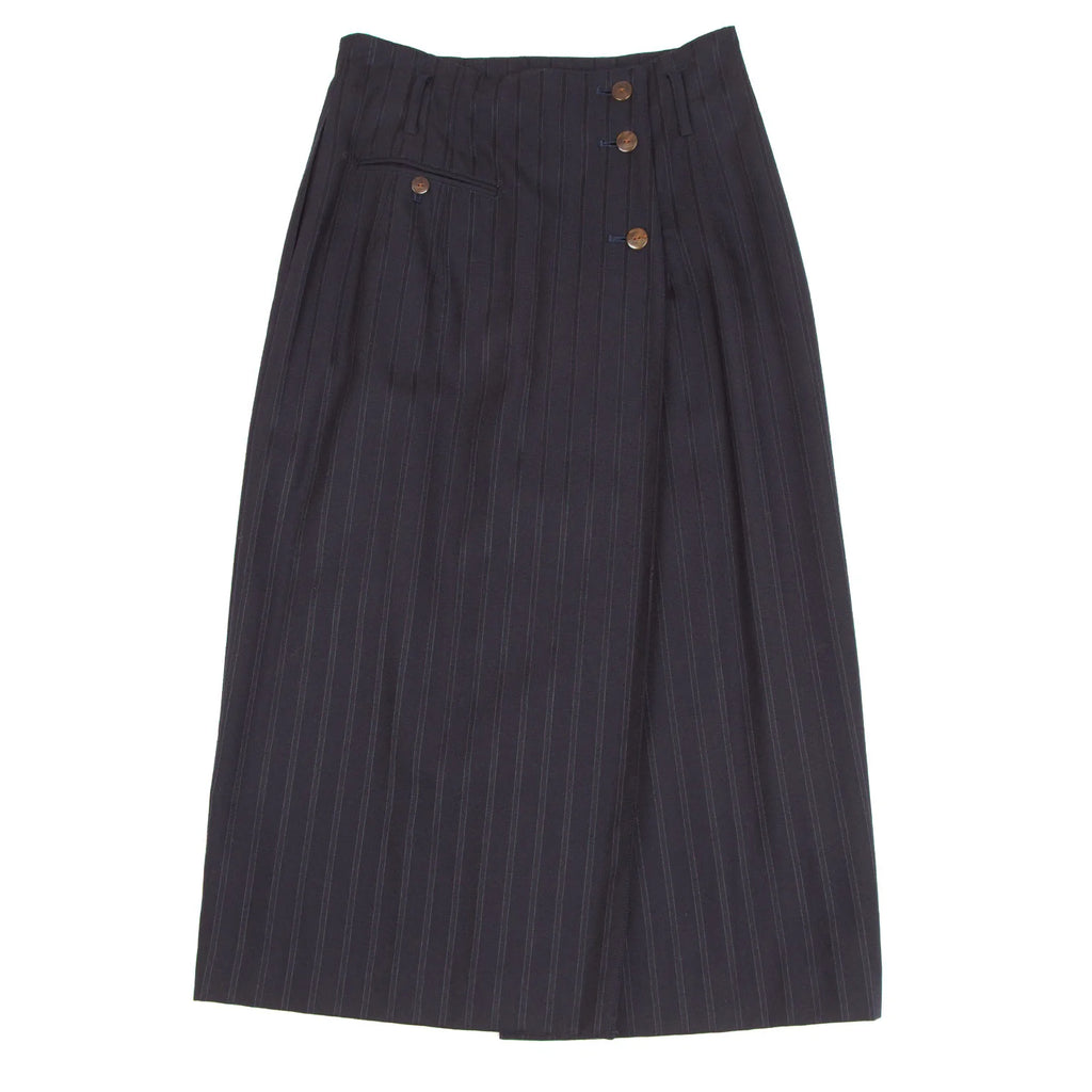 Jean-Paul GAULTIER PARIS. Navy Wool Striped Skirt