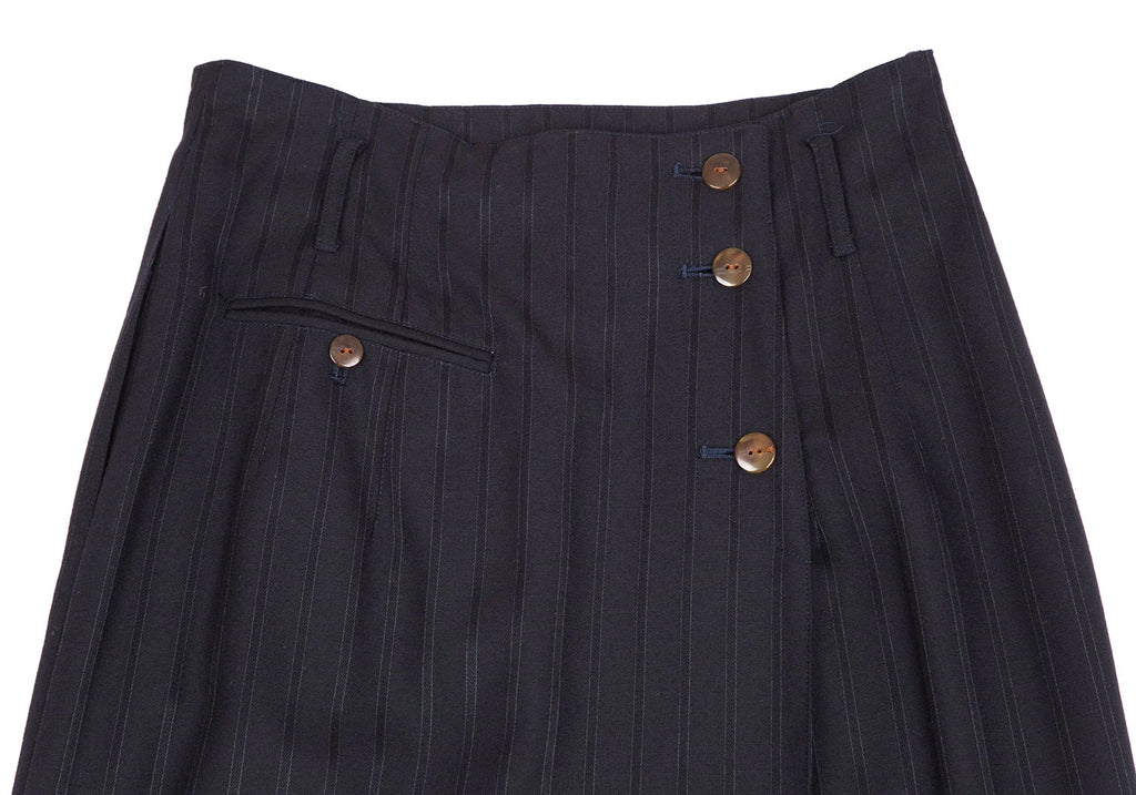 Jean-Paul GAULTIER PARIS. Navy Wool Striped Skirt