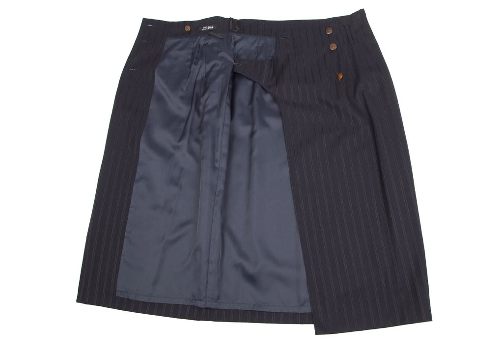 Jean-Paul GAULTIER PARIS. Navy Wool Striped Skirt