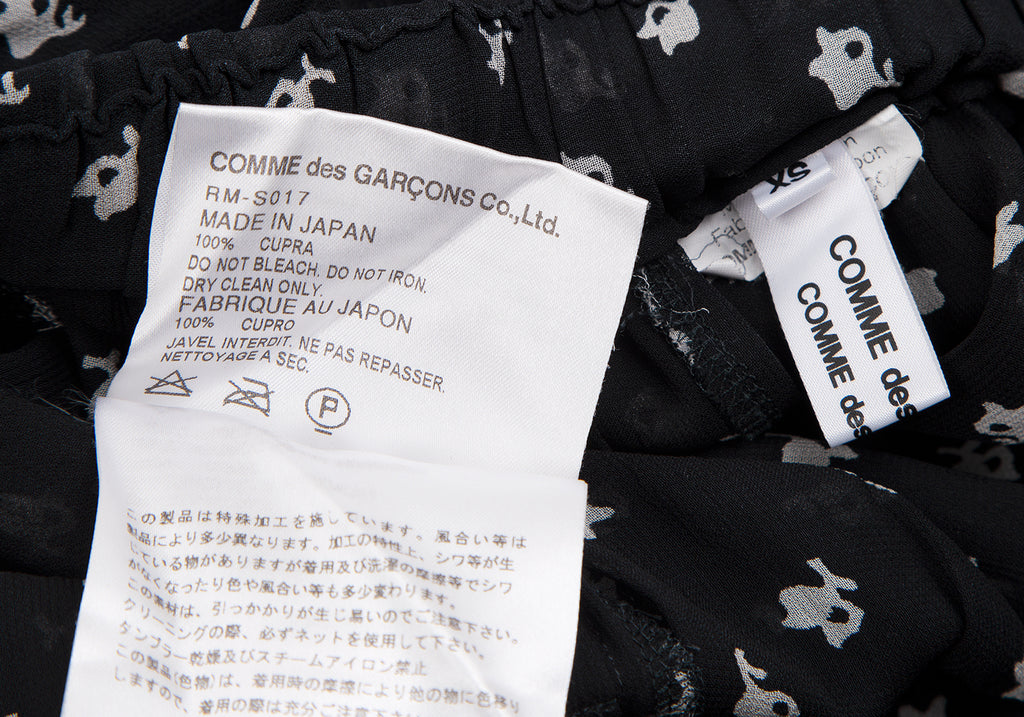 COMME des GARCONS JAPAN. Navy Floral Printed Semi-Sheer Skirt