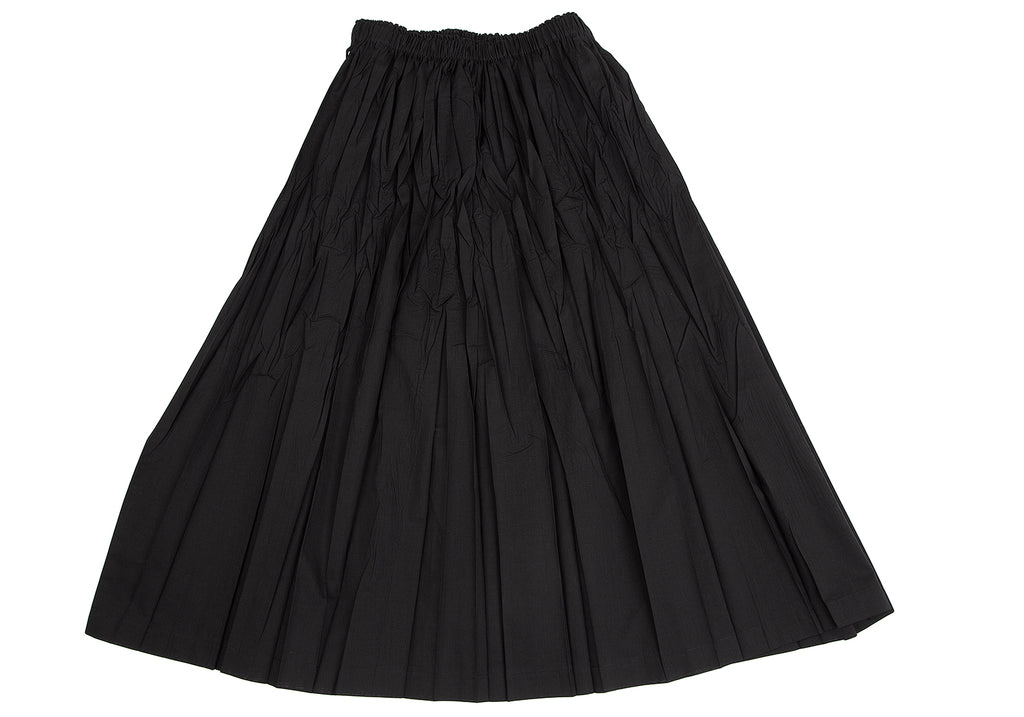 ISSEY MIYAKE JAPAN. PLEATS PLEASE Black Poly Cotton Wrinkle Pleats Skirt
