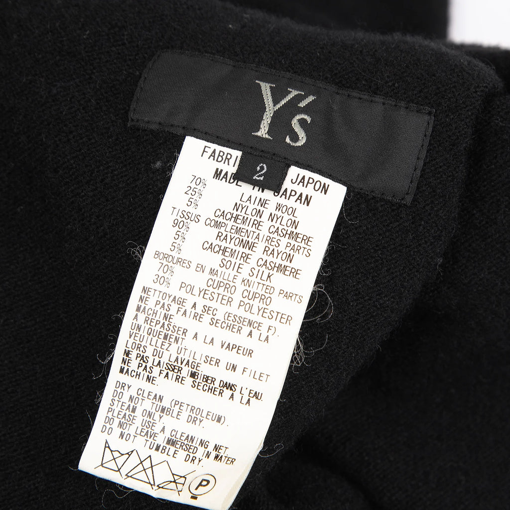 YOHJI YAMAMOTO JAPAN. Y's Black Knit Switching Asymmetry Dress