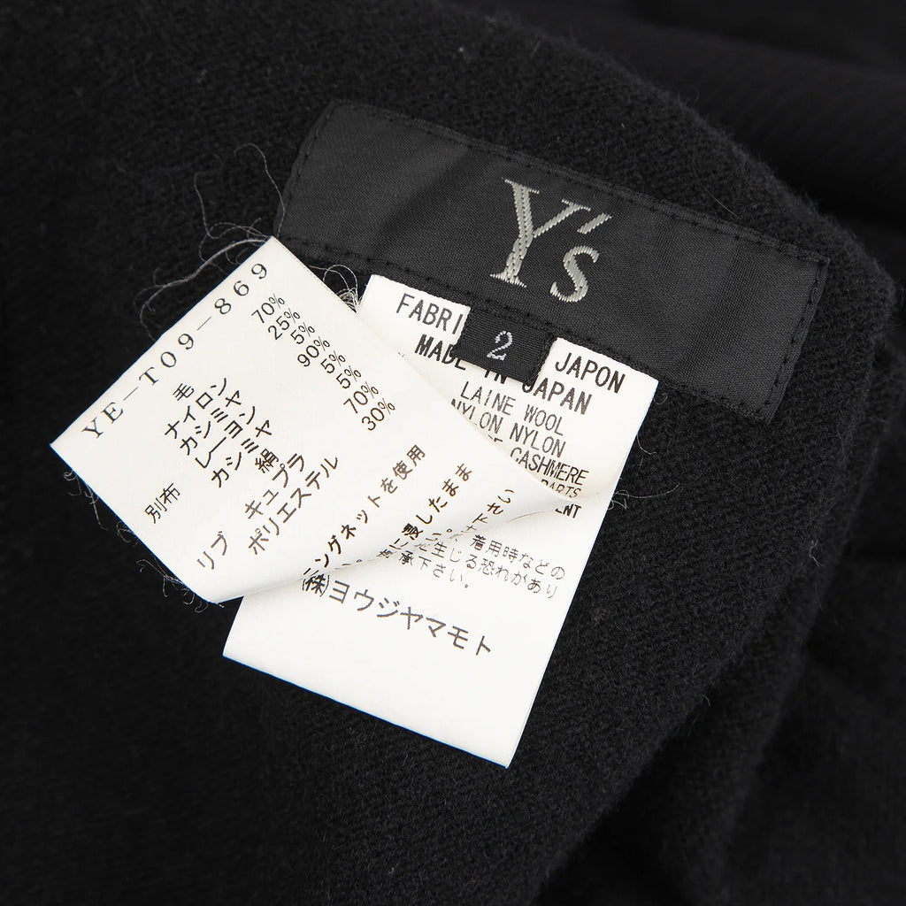 YOHJI YAMAMOTO JAPAN. Y's Black Knit Switching Asymmetry Dress