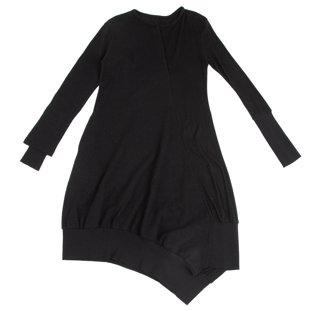 YOHJI YAMAMOTO JAPAN. Y's Black Knit Switching Asymmetry Dress