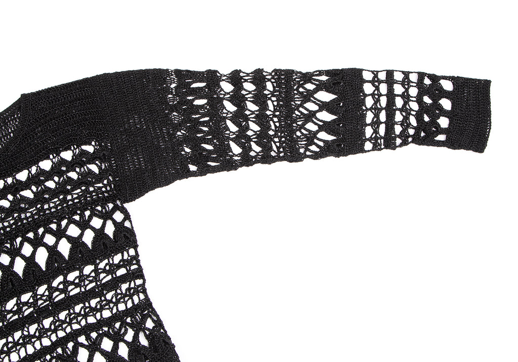 COMME des GARCONS Japan. Tricot. Black Semi-Sheer Open Knit Crochet Top