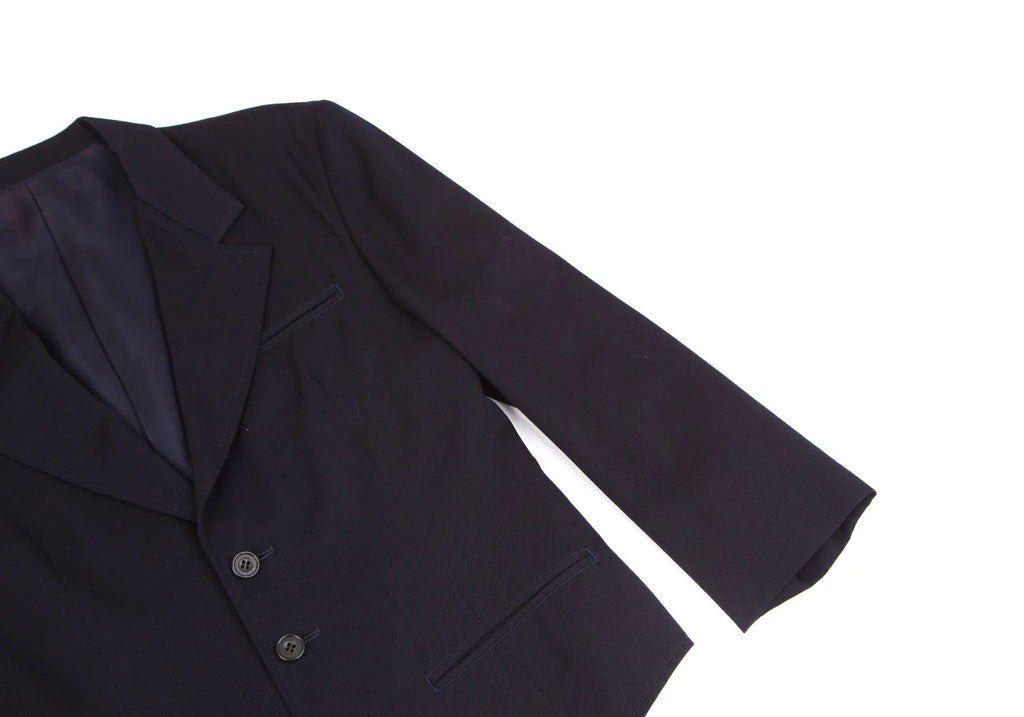 YOHJI YAMAMOTO JAPAN. Y's Wool Hem  Navy Asymmetry Jacket