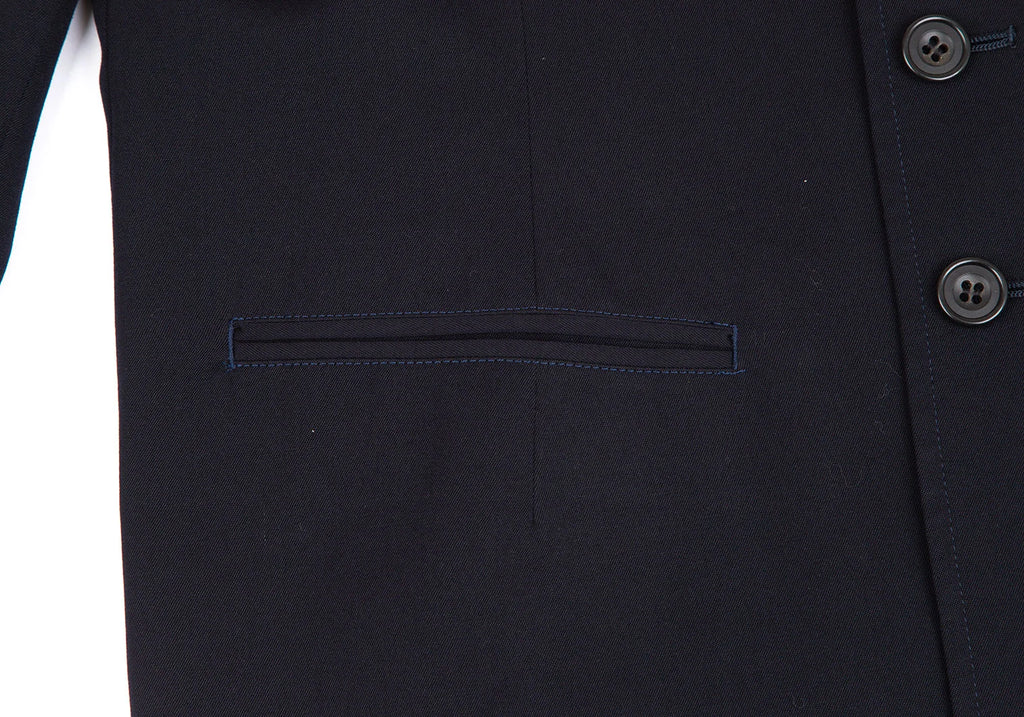 YOHJI YAMAMOTO JAPAN. Y's Wool Hem  Navy Asymmetry Jacket