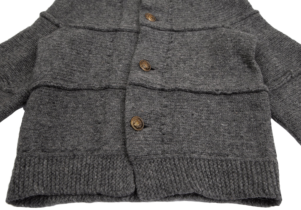 COMME des GARCONS JAPAN. TRICOT. Hooded Metal Button Grey Knit Jacket