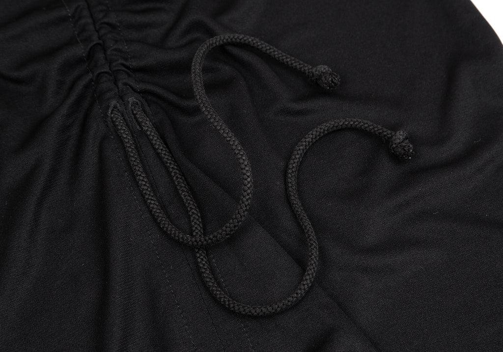 A/T ATSURO TAYAMA JAPAN. Black Shirring Lace Up Long Dress