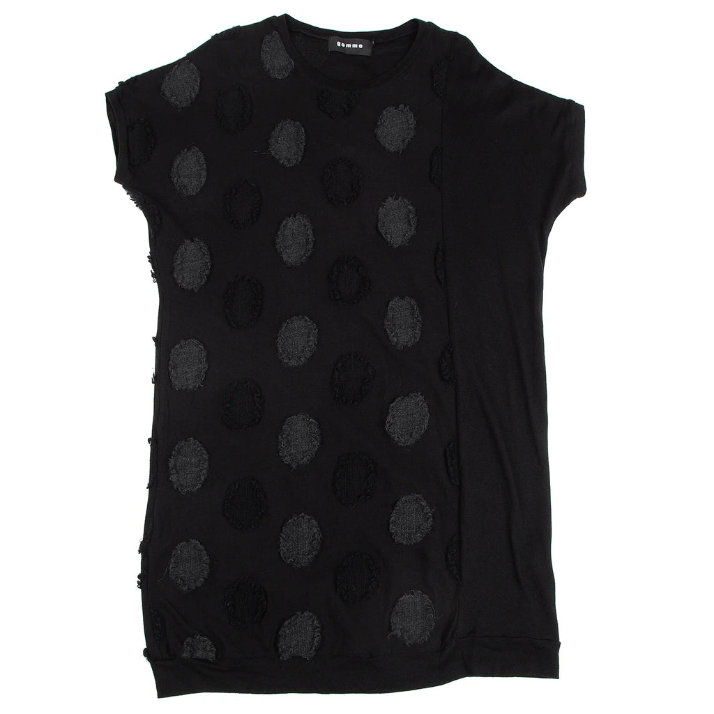 GOMME JAPAN. Black Dot Patch Knit Dress