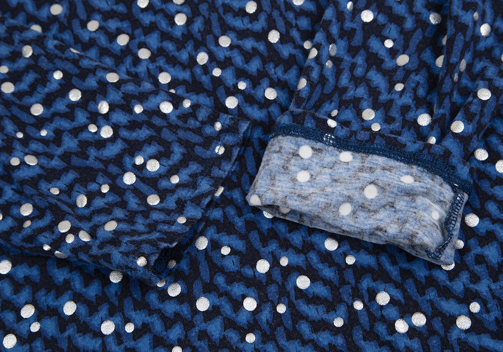 ISSEY MIYAKE JAPAN. zucca Blue Metallic Glitter Dot Printed Shirt/Top