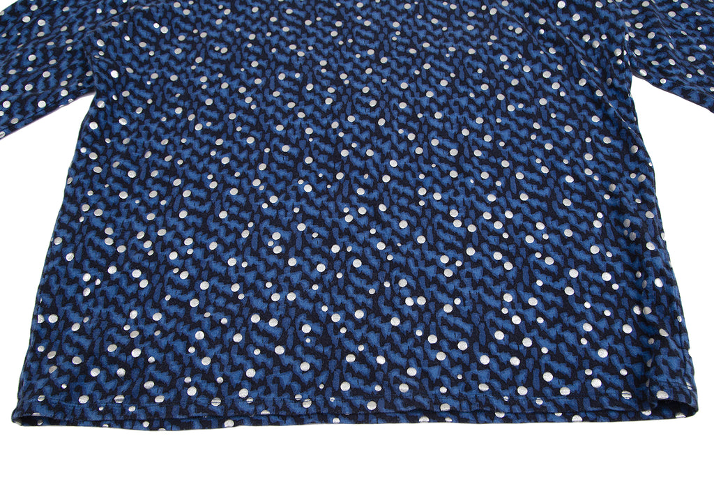 ISSEY MIYAKE JAPAN. zucca Blue Metallic Glitter Dot Printed Shirt/Top