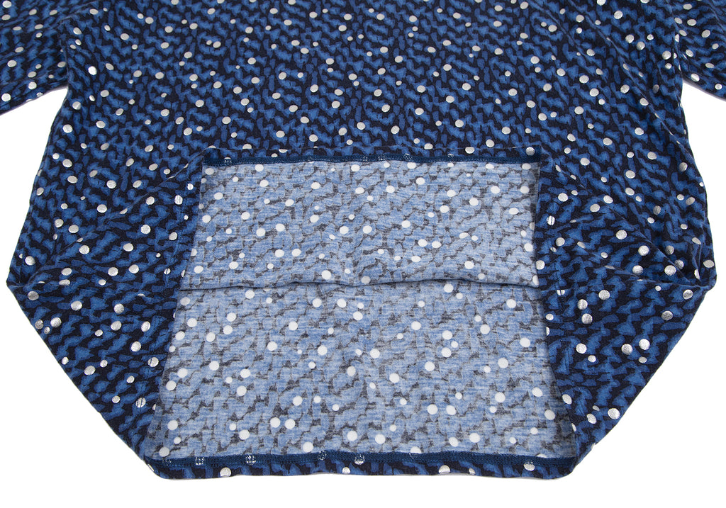 ISSEY MIYAKE JAPAN. zucca Blue Metallic Glitter Dot Printed Shirt/Top