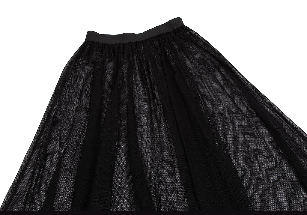 HIROKO KOSHINO Japan.  Black Drape Mesh Skirt