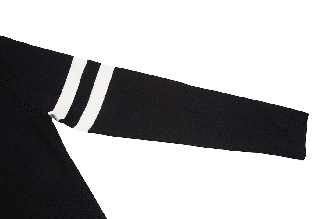 HIROKO KOSHINO JAPAN. Black Acetate Stripe Switching Knit