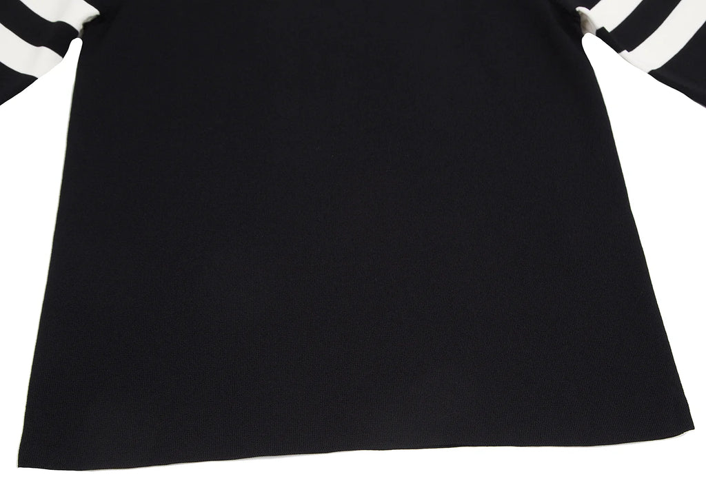 HIROKO KOSHINO JAPAN. Black Acetate Stripe Switching Knit