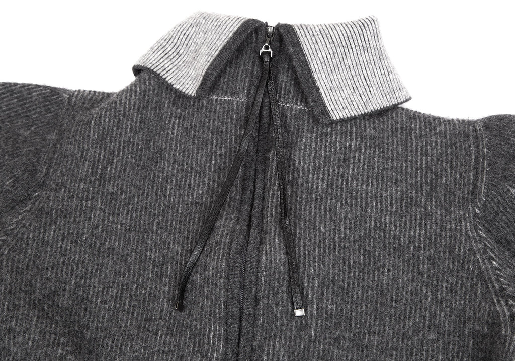 HIROKO KOSHINO Japan. Gray Wool Half Zipper Knit Dress