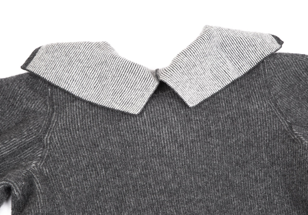 HIROKO KOSHINO Japan. Gray Wool Half Zipper Knit Dress