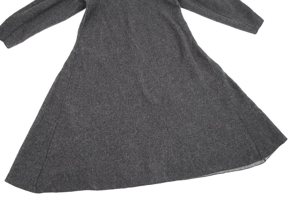 HIROKO KOSHINO Japan. Gray Wool Half Zipper Knit Dress