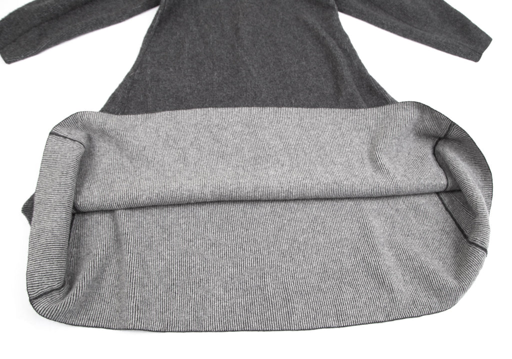 HIROKO KOSHINO Japan. Gray Wool Half Zipper Knit Dress