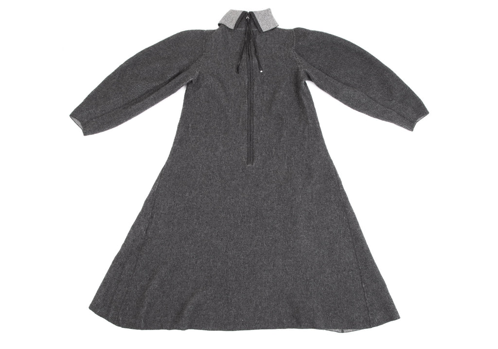 HIROKO KOSHINO Japan. Gray Wool Half Zipper Knit Dress