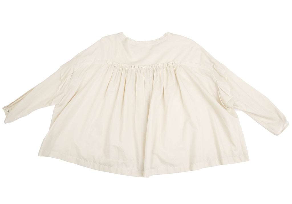 mina perhonen JAPAN. Beige/White Cotton Silk Pleated Blouse