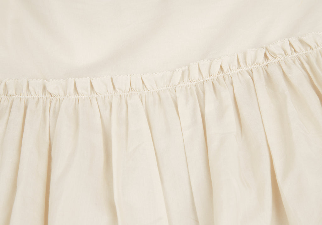 mina perhonen JAPAN. Beige/White Cotton Silk Pleated Blouse