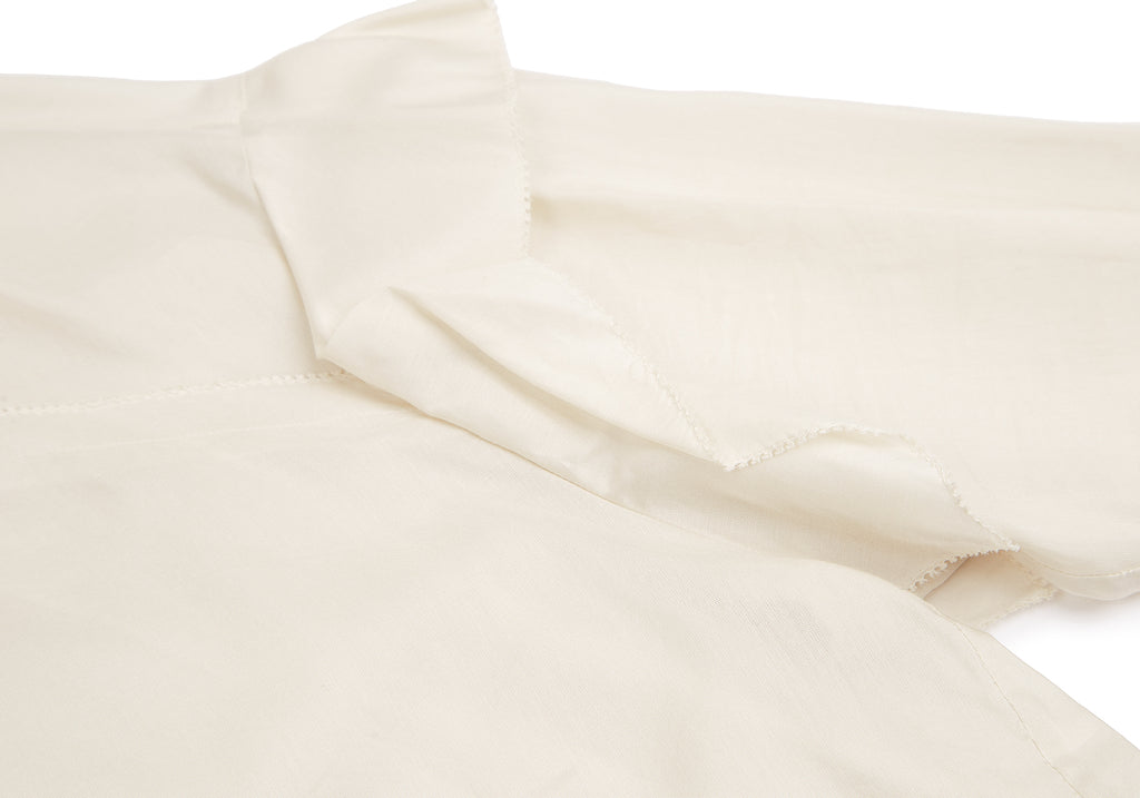mina perhonen JAPAN. Beige/White Cotton Silk Pleated Blouse