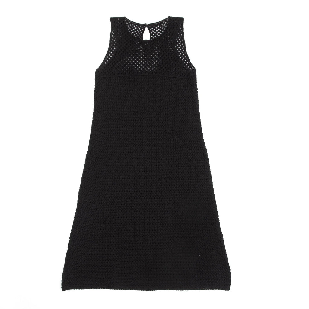 PRADA ITALY. Black Cotton Sleeveless Mesh Dress