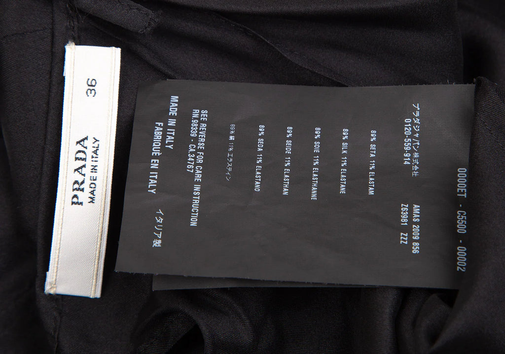 PRADA ITALY. Black Cotton Sleeveless Mesh Dress