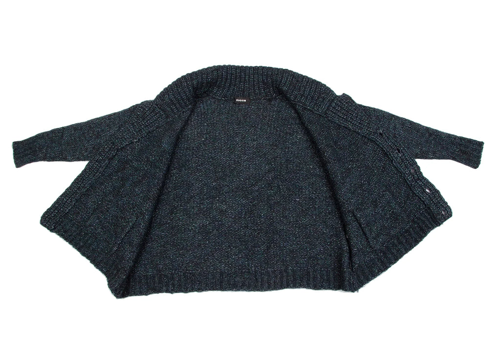 ISSEY MIYAKE JAPAN. zucca Green/Grey Wool Acrylic Low Gauge Cardigan