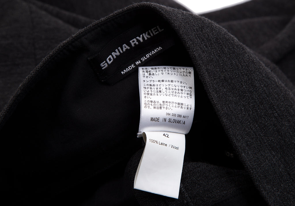 SONIA RYKIEL PARIS. Charcoal Color Wool Sailor Wide Pants