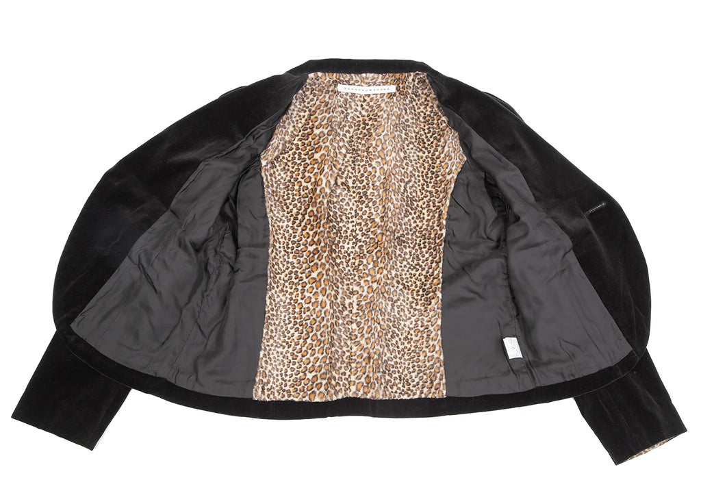 ISSEY MIYAKE JAPAN sunaokuwahara line.  Leopard Lining Black Velor Jacket