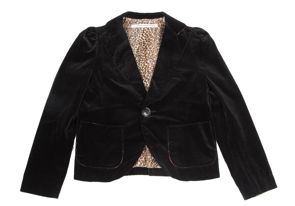 ISSEY MIYAKE JAPAN sunaokuwahara line.  Leopard Lining Black Velor Jacket