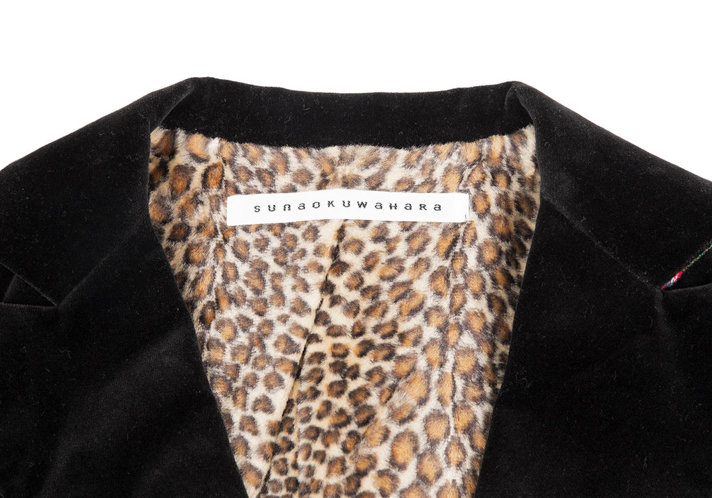 ISSEY MIYAKE JAPAN sunaokuwahara line.  Leopard Lining Black Velor Jacket