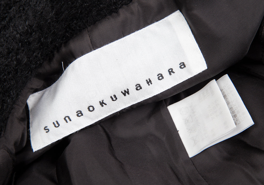 ISSEY MIYAKE JAPAN. Sunaokuwahara Metal Button Black Wool Knit Jacket