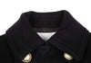 ISSEY MIYAKE JAPAN. sunaokuwahara Black Lamb Wool Blend Lining Tape Design Peacoat