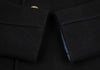 ISSEY MIYAKE JAPAN. sunaokuwahara Black Lamb Wool Blend Lining Tape Design Peacoat