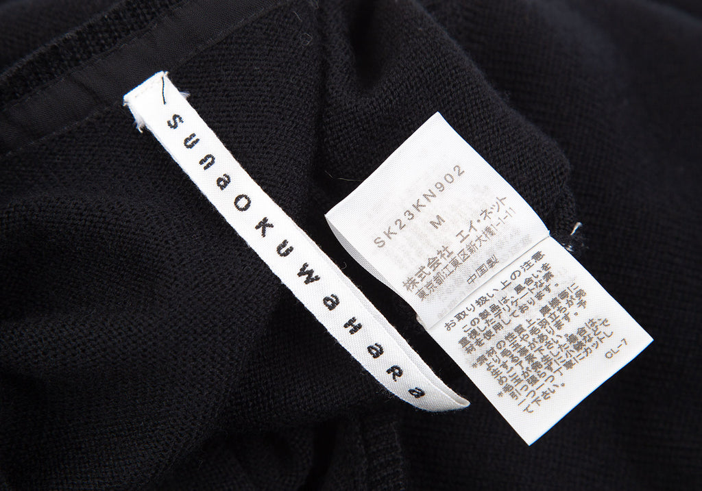 ISSEY MIYAKE JAPAN. Sunaokuwahara Black Mesh Dot Hem Switching Knit Sweater