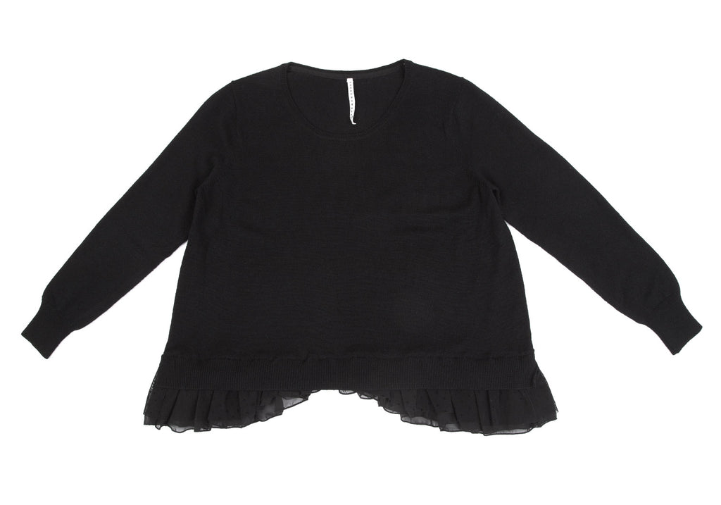 ISSEY MIYAKE JAPAN. Sunaokuwahara Black Mesh Dot Hem Switching Knit Sweater