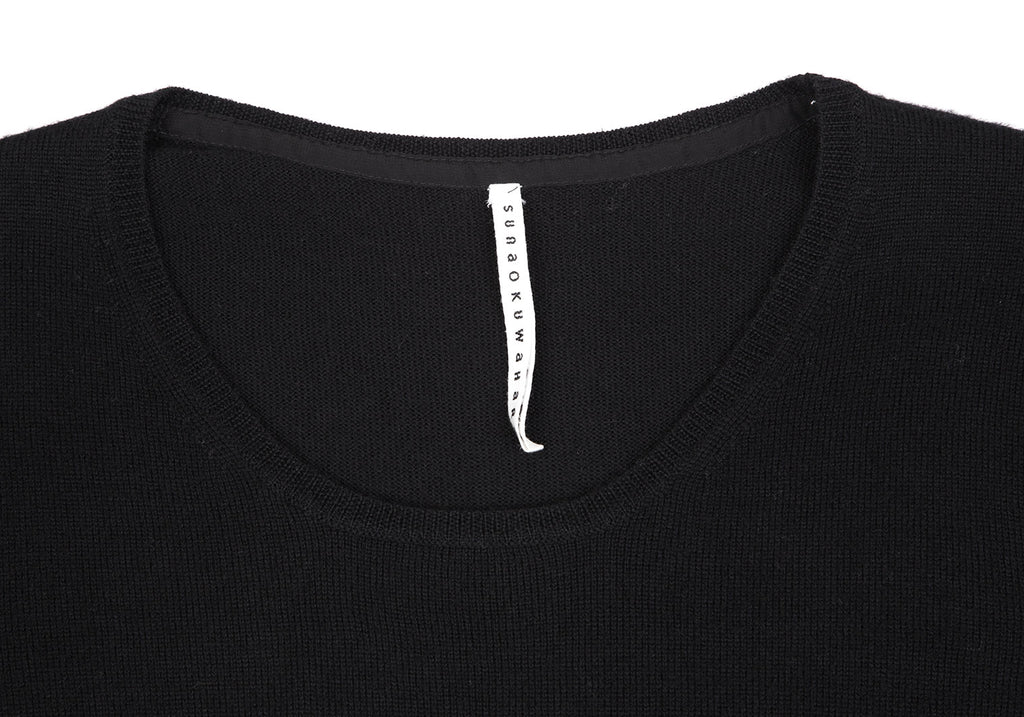 ISSEY MIYAKE JAPAN. Sunaokuwahara Black Mesh Dot Hem Switching Knit Sweater